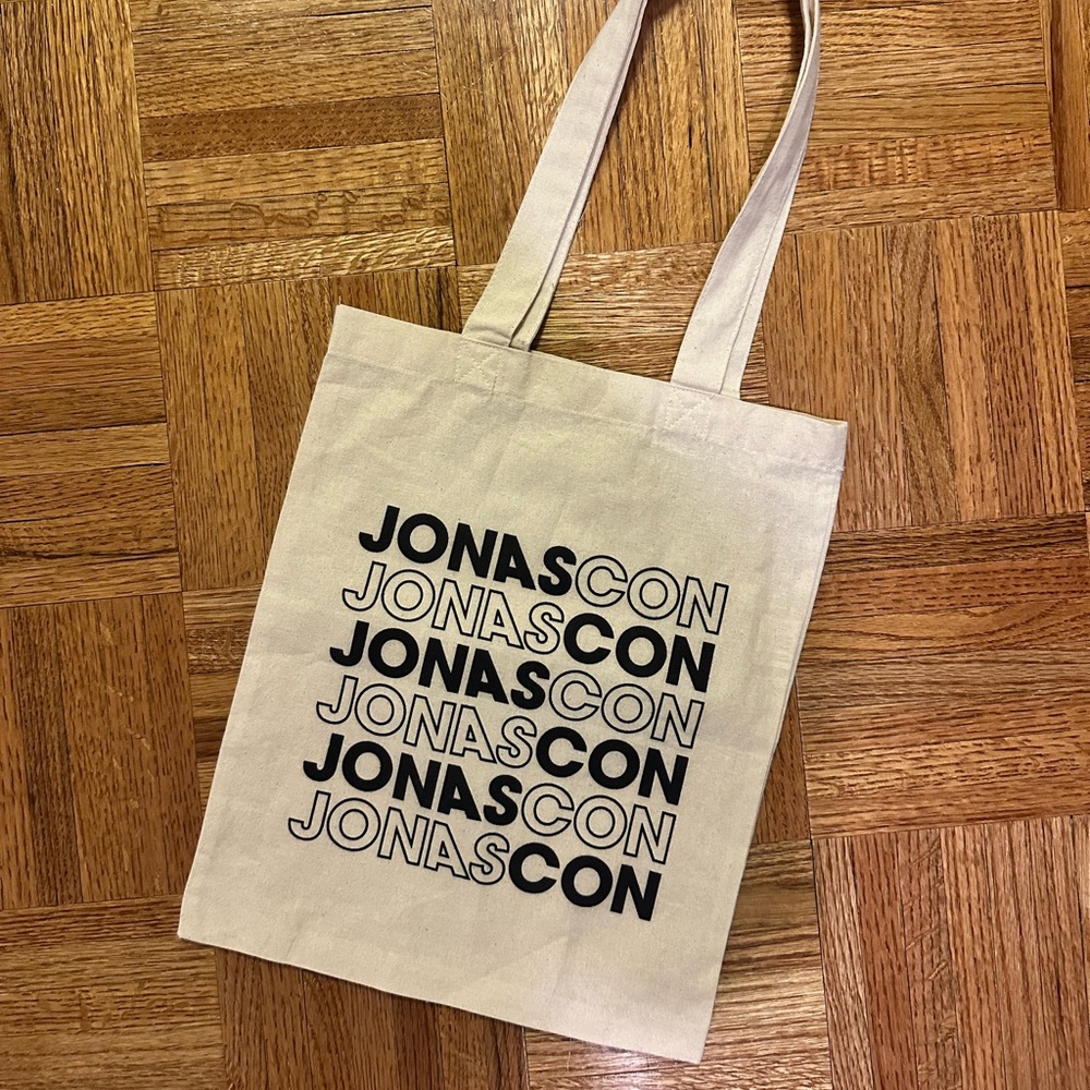 JonasCon Canvas Tote Bag in Natural with Black Print